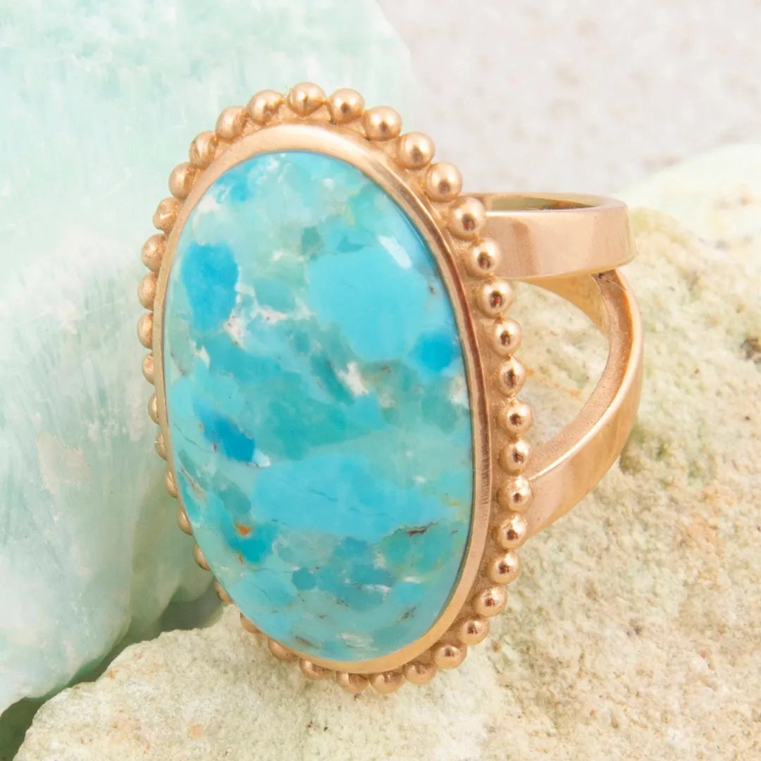Refined Blue Turquoise Golden Statement Ring sold by Barse product image thumbnail 3