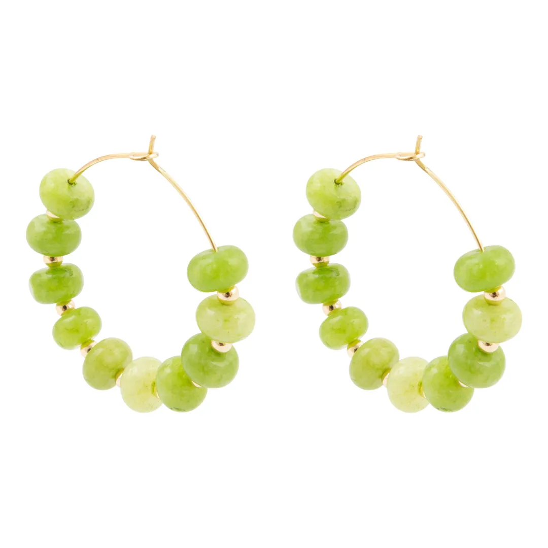 Green Jade Golden Hoop Earrings sold by Barse