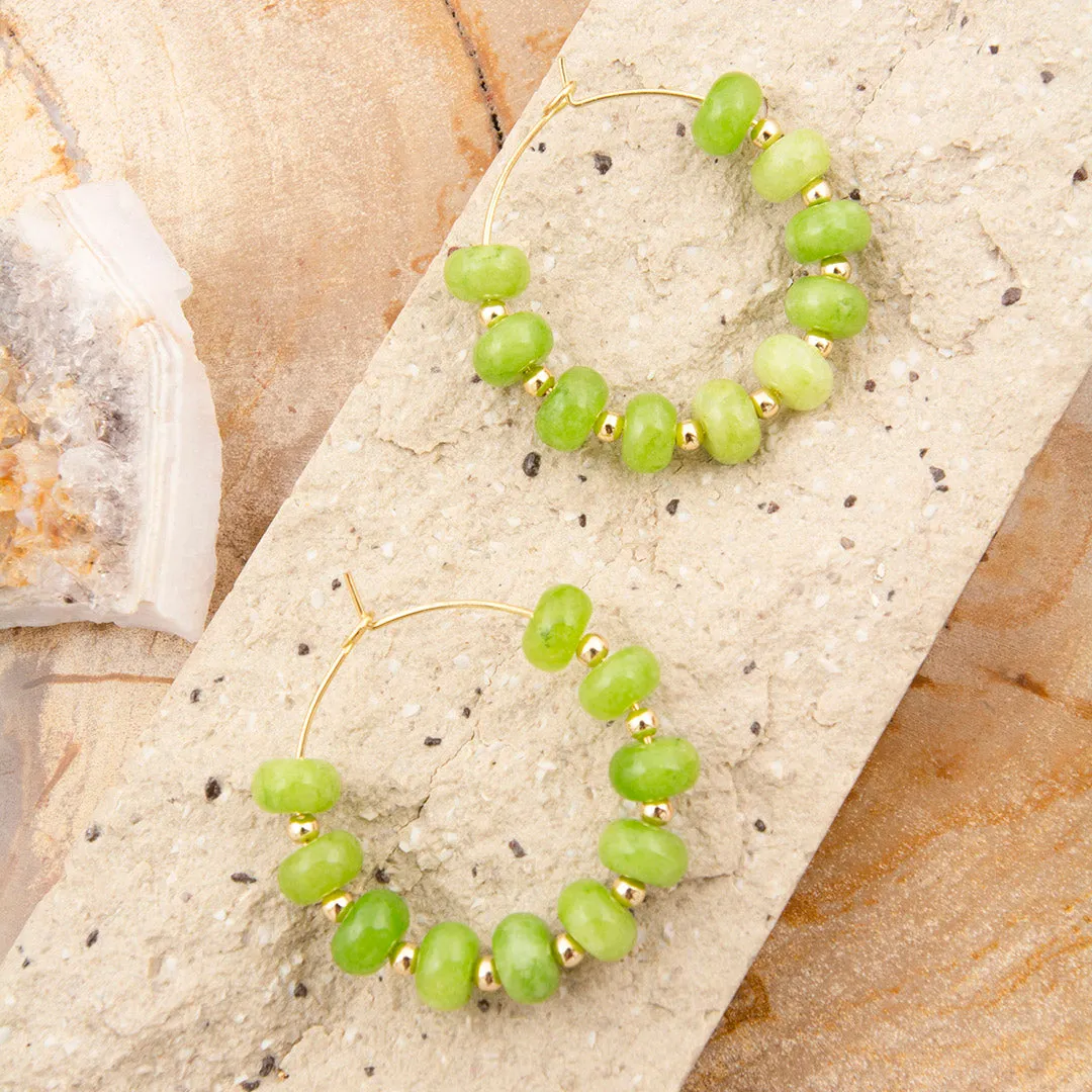 Green Jade Golden Hoop Earrings sold by Barse product image thumbnail 2
