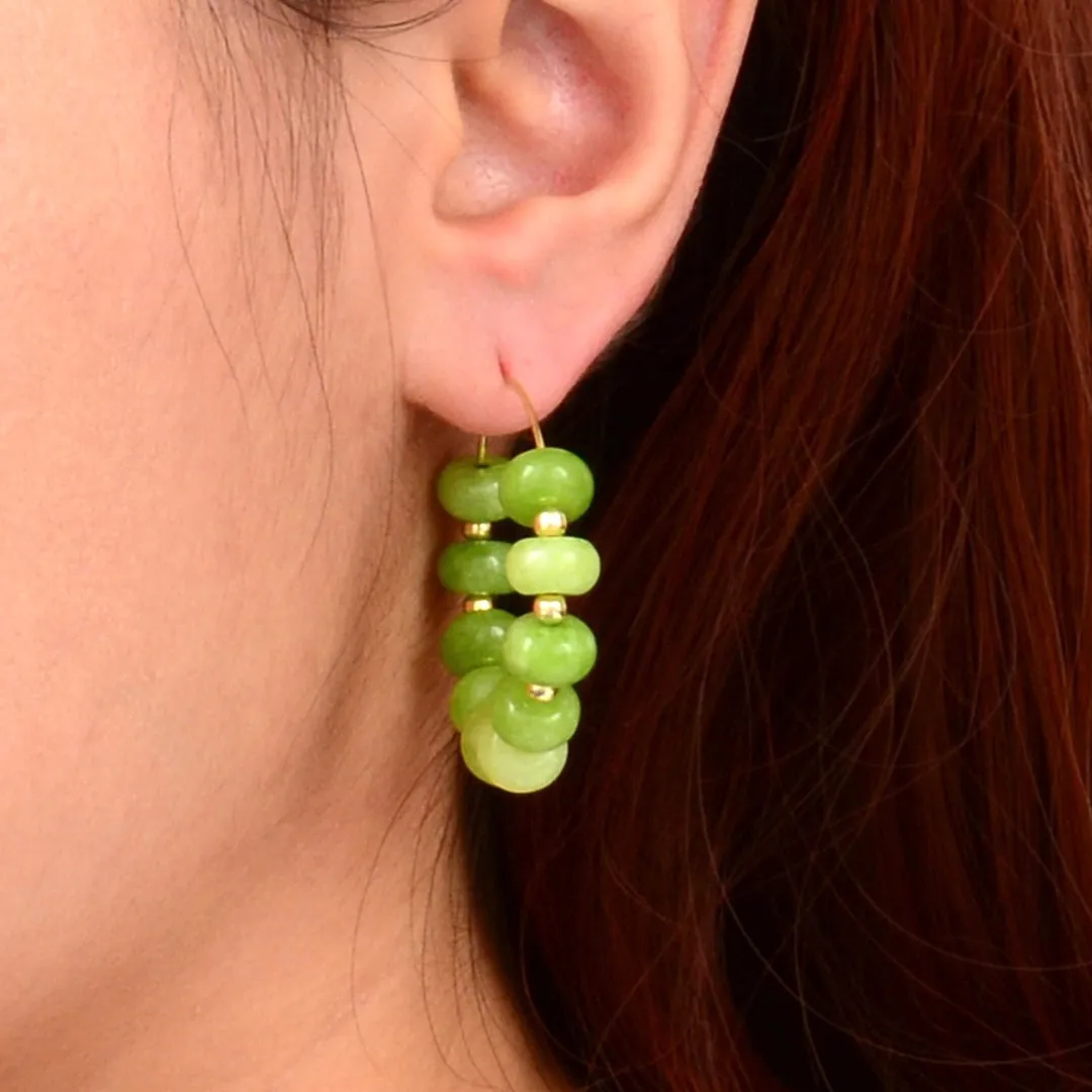 Green Jade Golden Hoop Earrings sold by Barse product image thumbnail 3