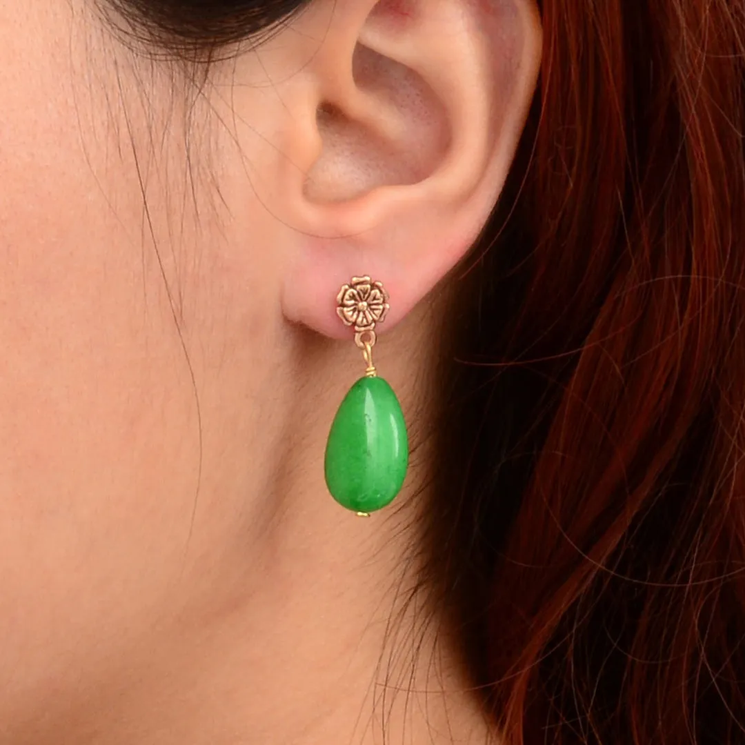 In Bloom Green Jade Drop Post Earrings sold by Barse product image thumbnail 2