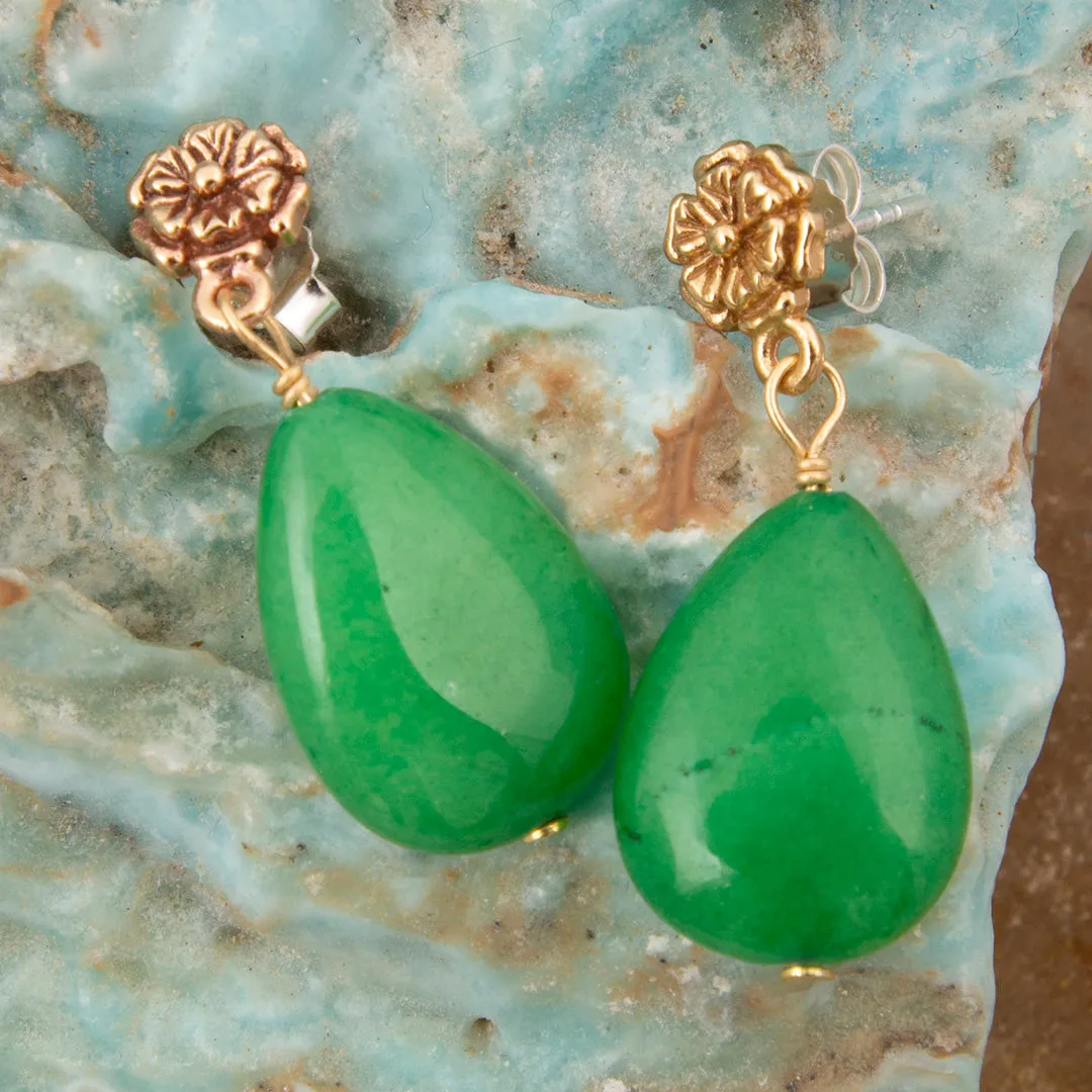 In Bloom Green Jade Drop Post Earrings sold by Barse product image thumbnail 3
