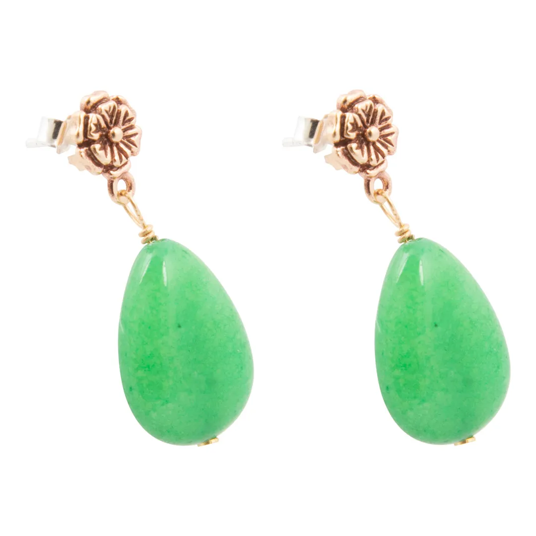 In Bloom Green Jade Drop Post Earrings sold by Barse product image thumbnail 4