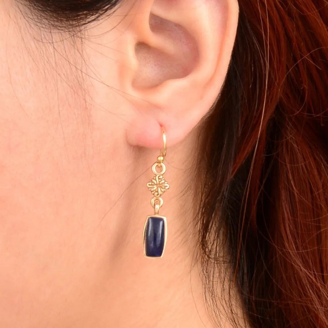 Regalia Blue Sodalite Golden Dainty Drop Earrings sold by Barse product image thumbnail 2