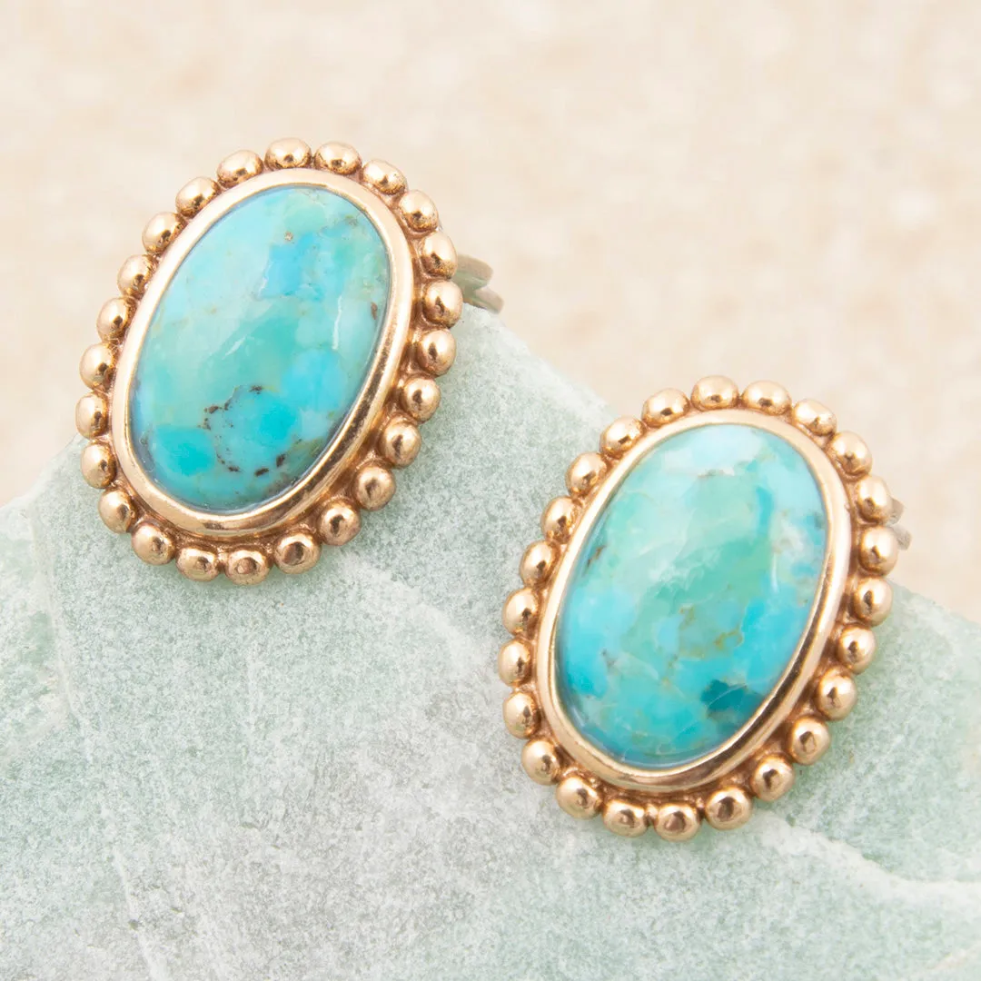 Refined Blue Turquoise Petite Golden Clip Earrings sold by Barse product image thumbnail 3