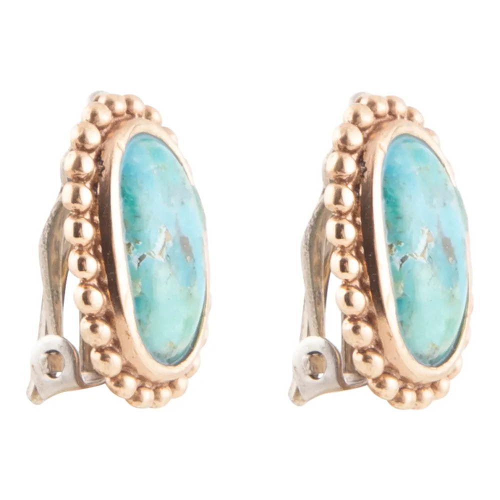 Refined Blue Turquoise Petite Golden Clip Earrings sold by Barse product image thumbnail 4