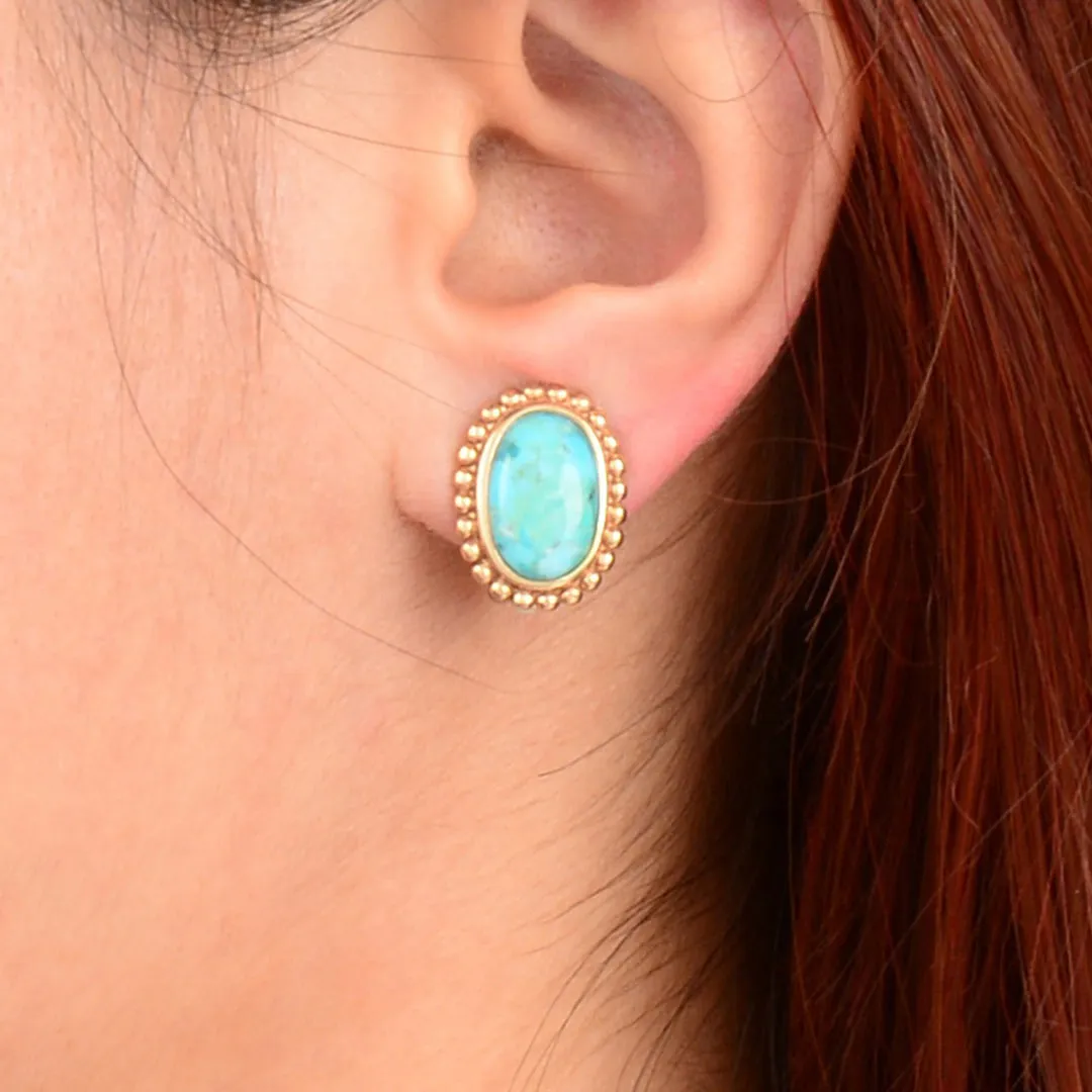 Refined Blue Turquoise Petite Golden Clip Earrings sold by Barse product image thumbnail 2