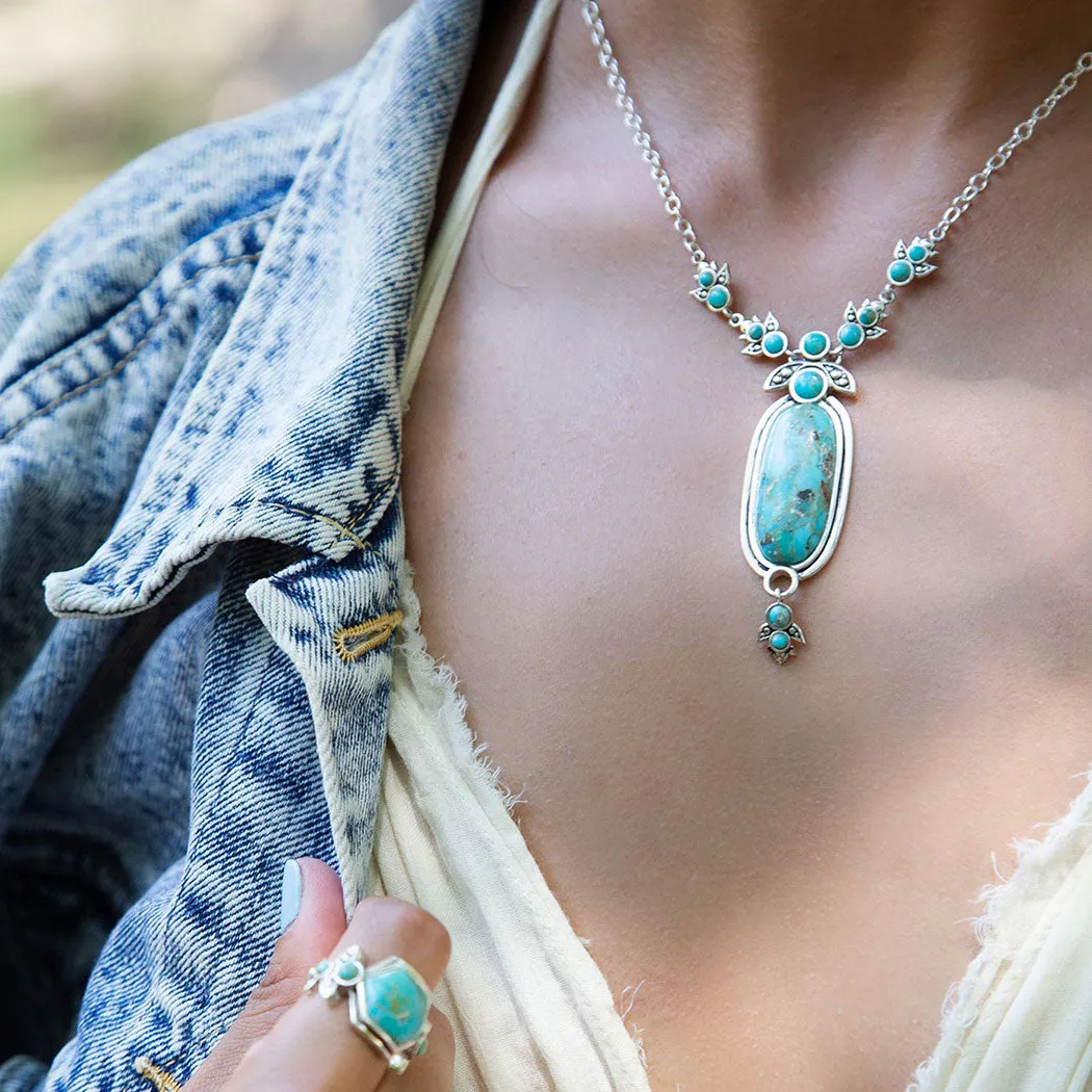 Emile Silver and Blue Turquoise Pendant Necklace sold by Barse product image thumbnail 5