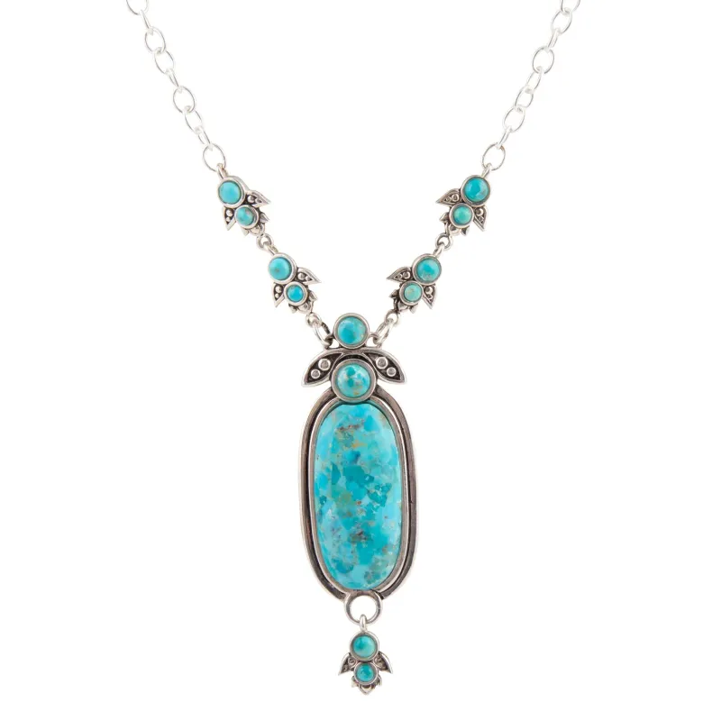 Emile Silver and Blue Turquoise Pendant Necklace made by Barse