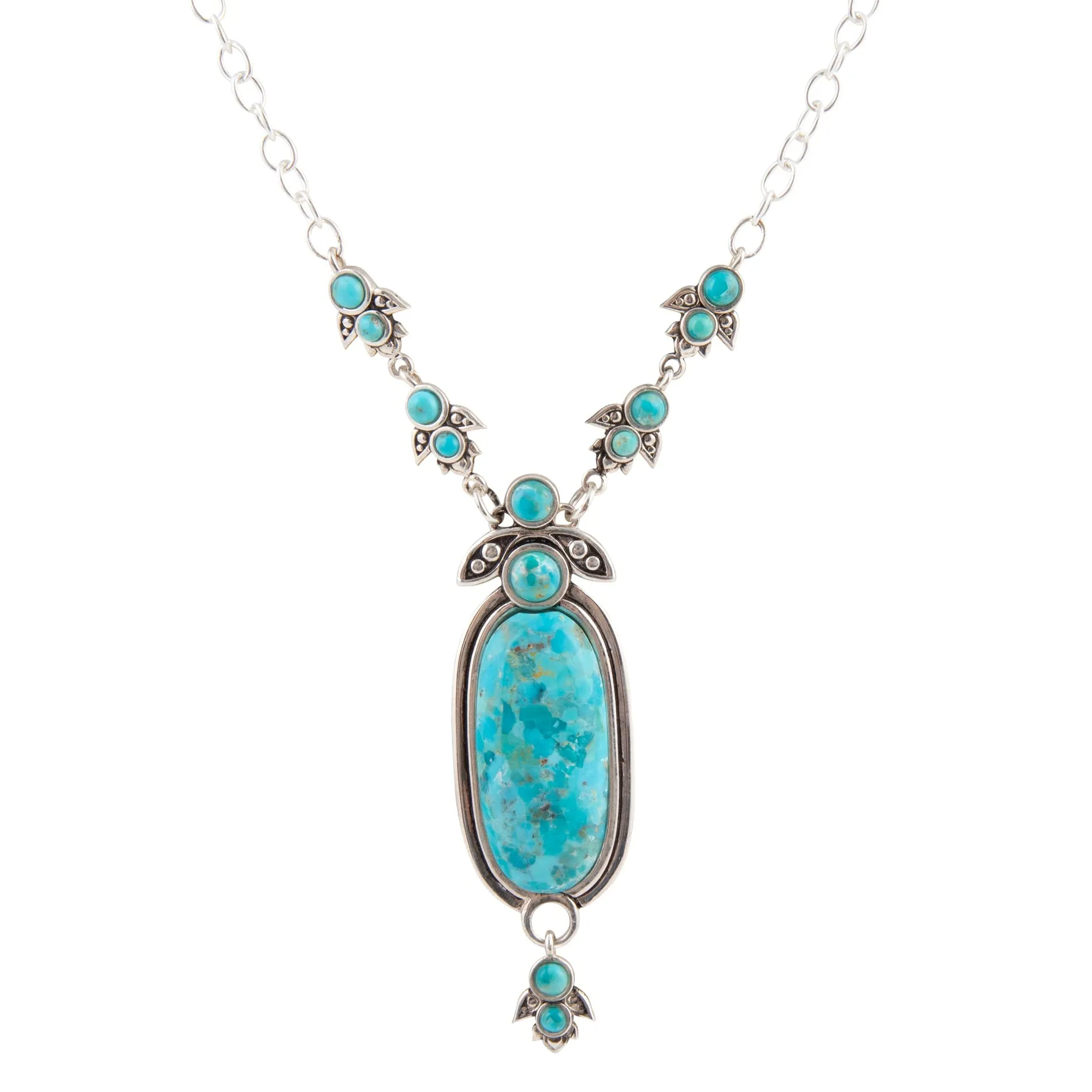 Emile Silver and Blue Turquoise Pendant Necklace sold by Barse