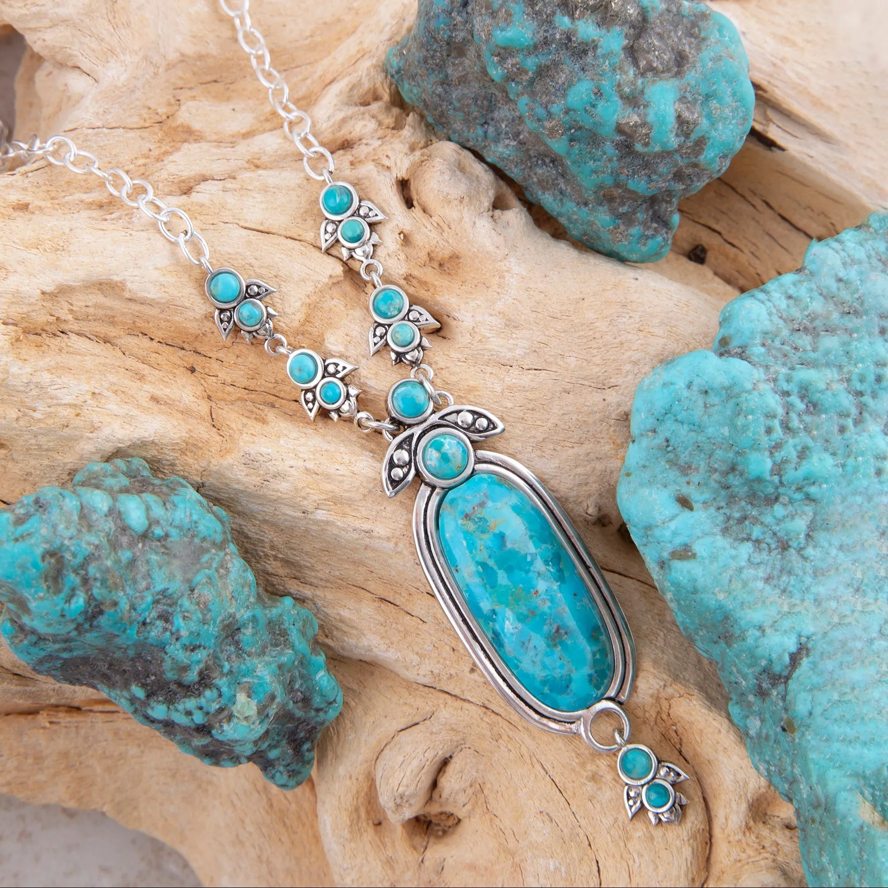 Emile Silver and Blue Turquoise Pendant Necklace sold by Barse product image thumbnail 3