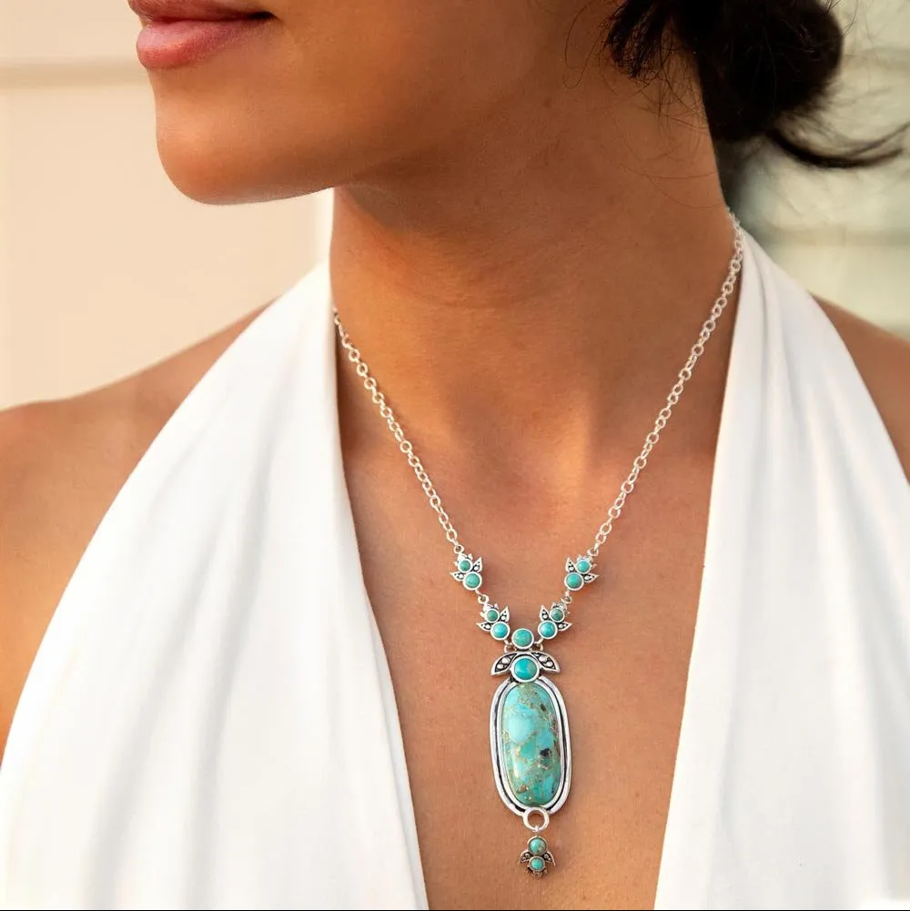 Emile Silver and Blue Turquoise Pendant Necklace sold by Barse product image thumbnail 2