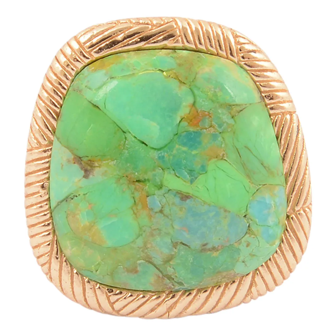 Sculpted Lime Green Turquoise Golden Statement Ring sold by Barse product image thumbnail 4