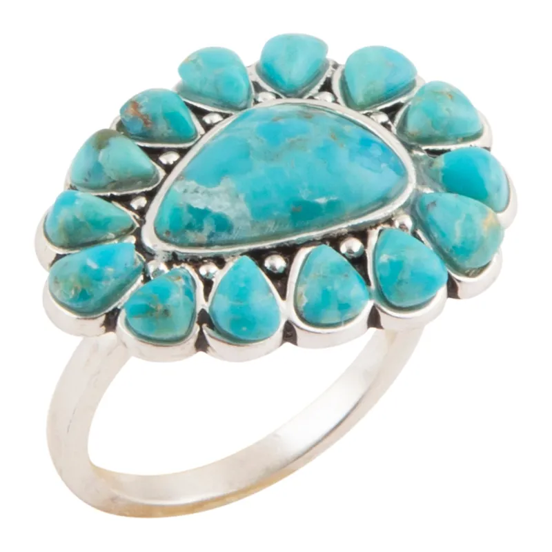 Durango Blue Turquoise Multi-Stone Silver Ring made by Barse