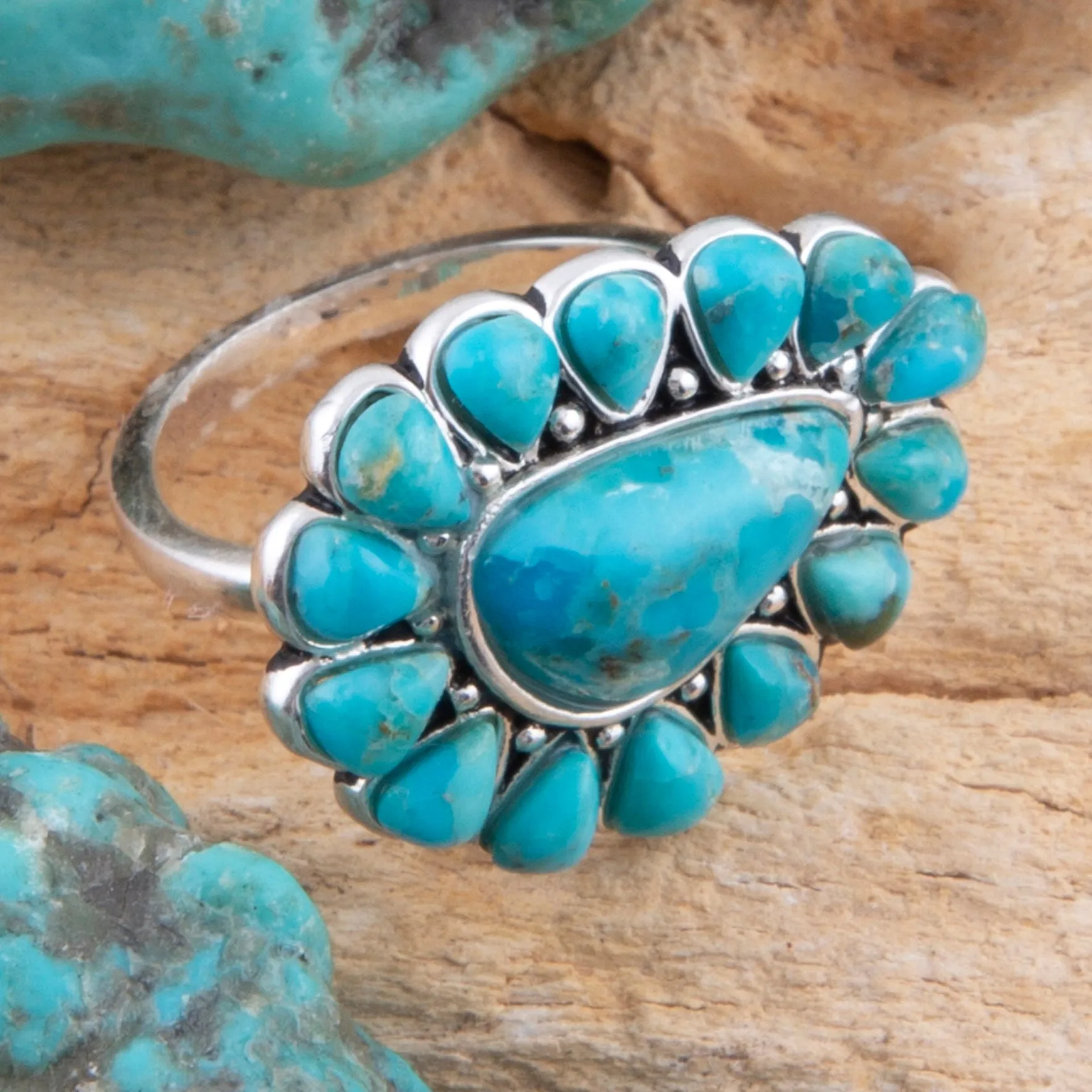 Durango Blue Turquoise Multi-Stone Silver Ring sold by Barse product image thumbnail 2