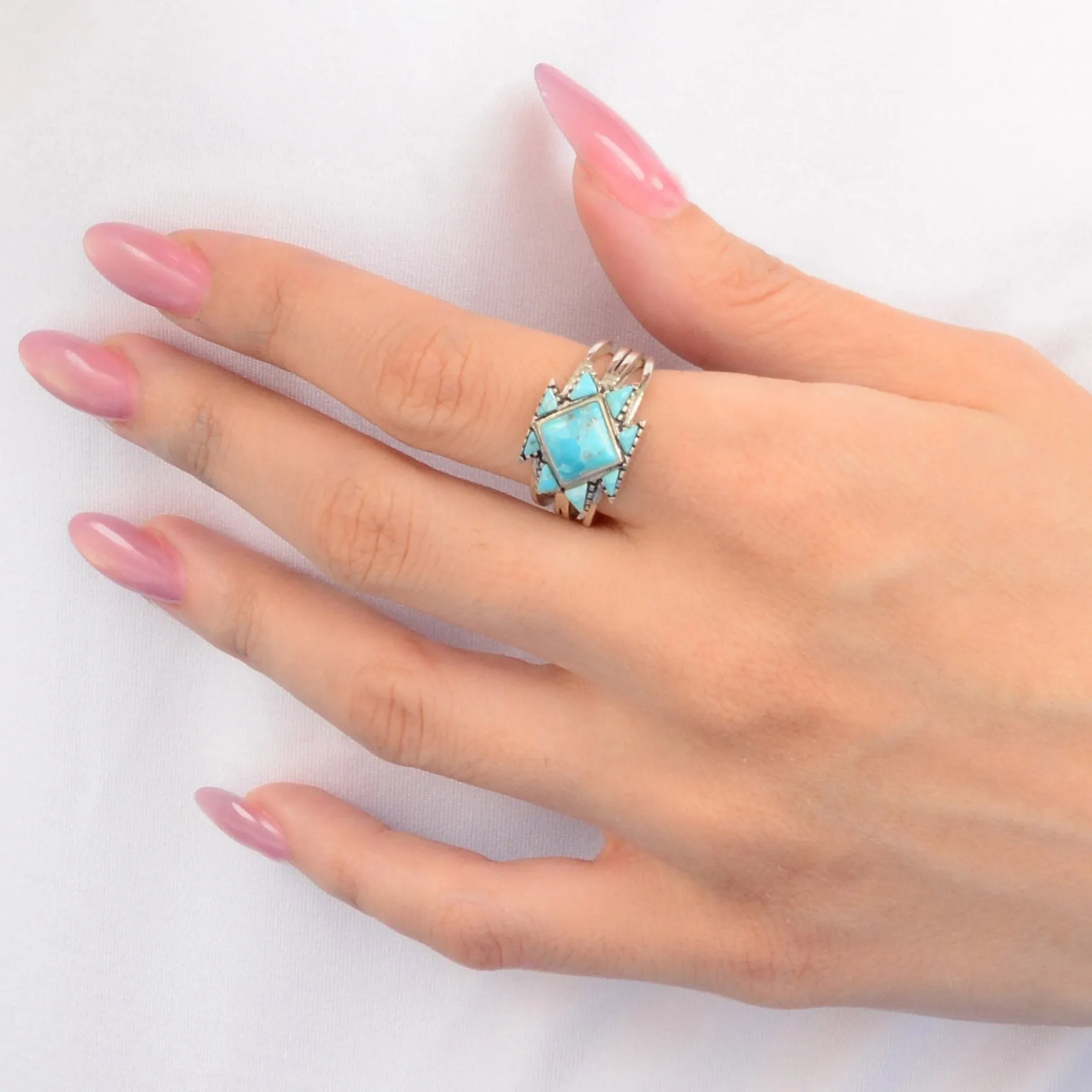 Sharp Blue Turquoise and Silver Ring sold by Barse product image thumbnail 2