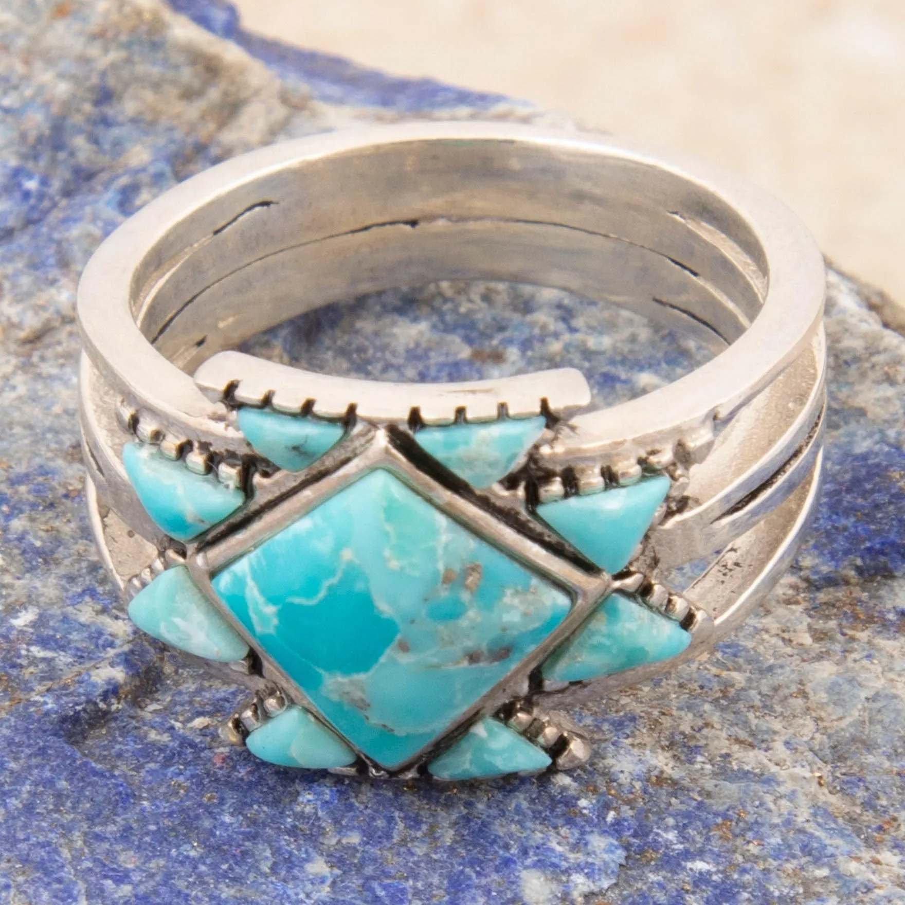 Sharp Blue Turquoise and Silver Ring sold by Barse product image thumbnail 3