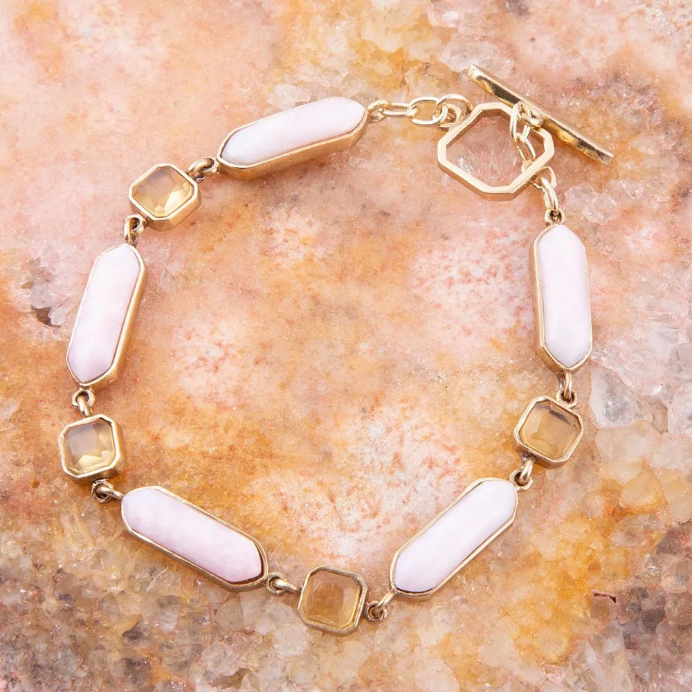 Etta Pink Opal and Yellow Quartz Golden Toggle Bracelet sold by Barse product image thumbnail 2