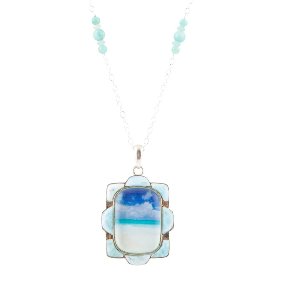 Scenic Beach Blue Larimar and Silver Pendant Necklace sold by Barse