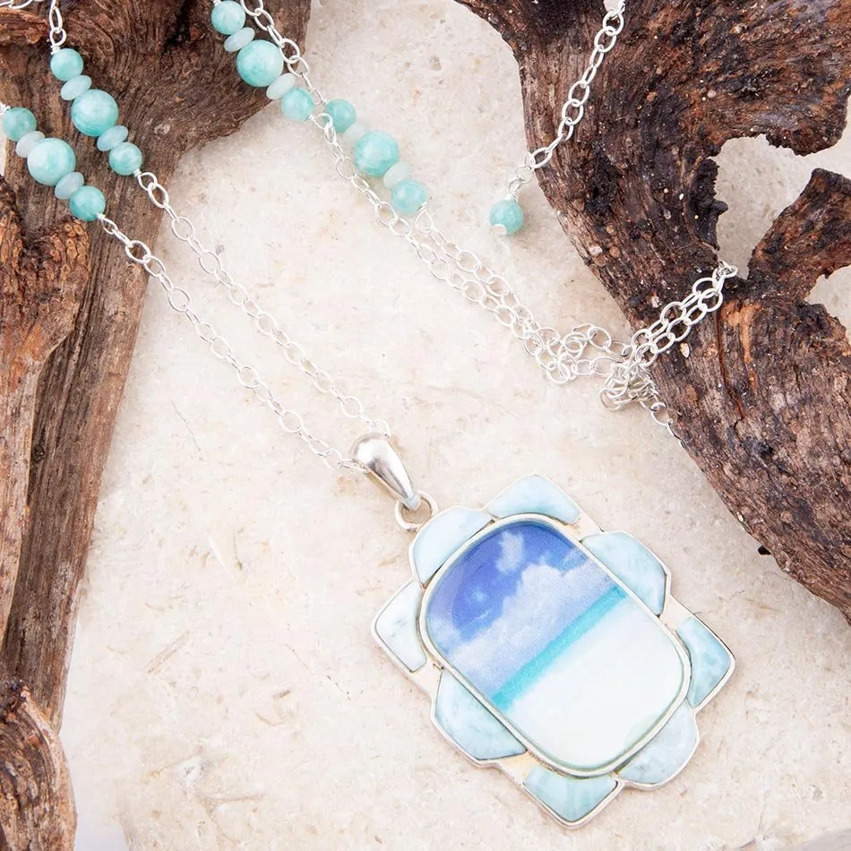 Scenic Beach Blue Larimar and Silver Pendant Necklace sold by Barse product image thumbnail 3