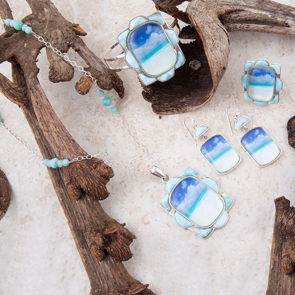 Scenic Beach Blue Larimar and Silver Pendant Necklace sold by Barse product image thumbnail 5