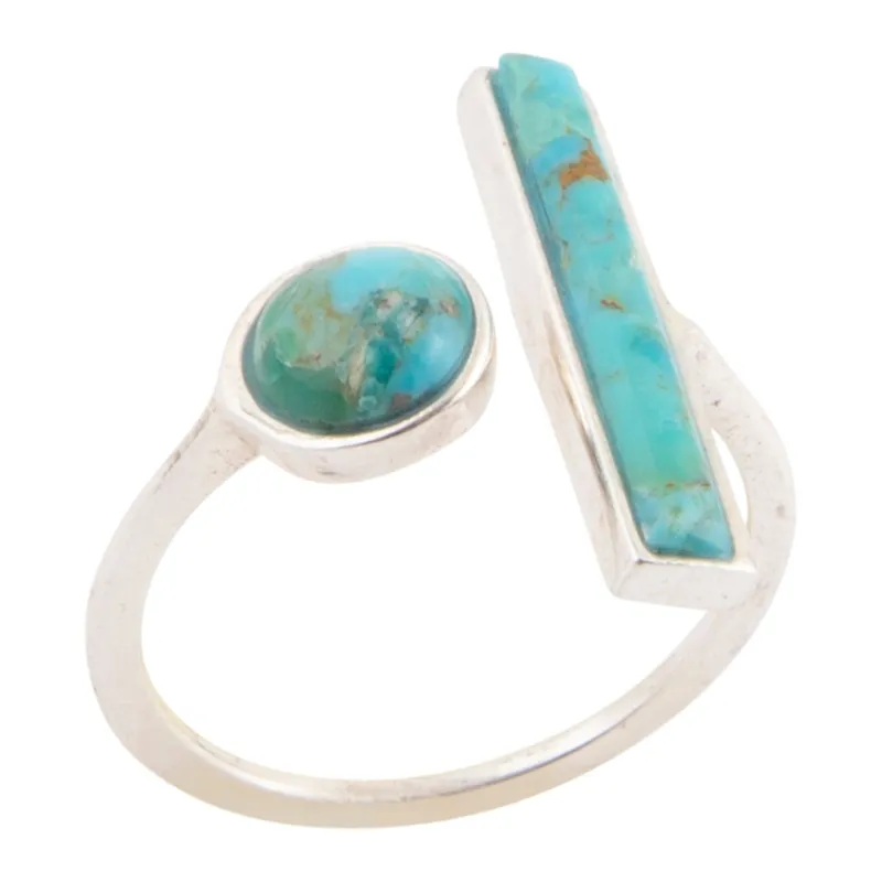 Blue Turquoise Size Adjustable Silver Ring made by Barse