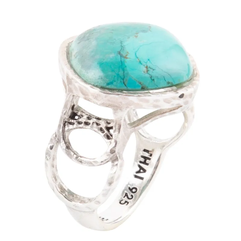 Hypnosis Blue Turquoise and Silver Ring made by Barse