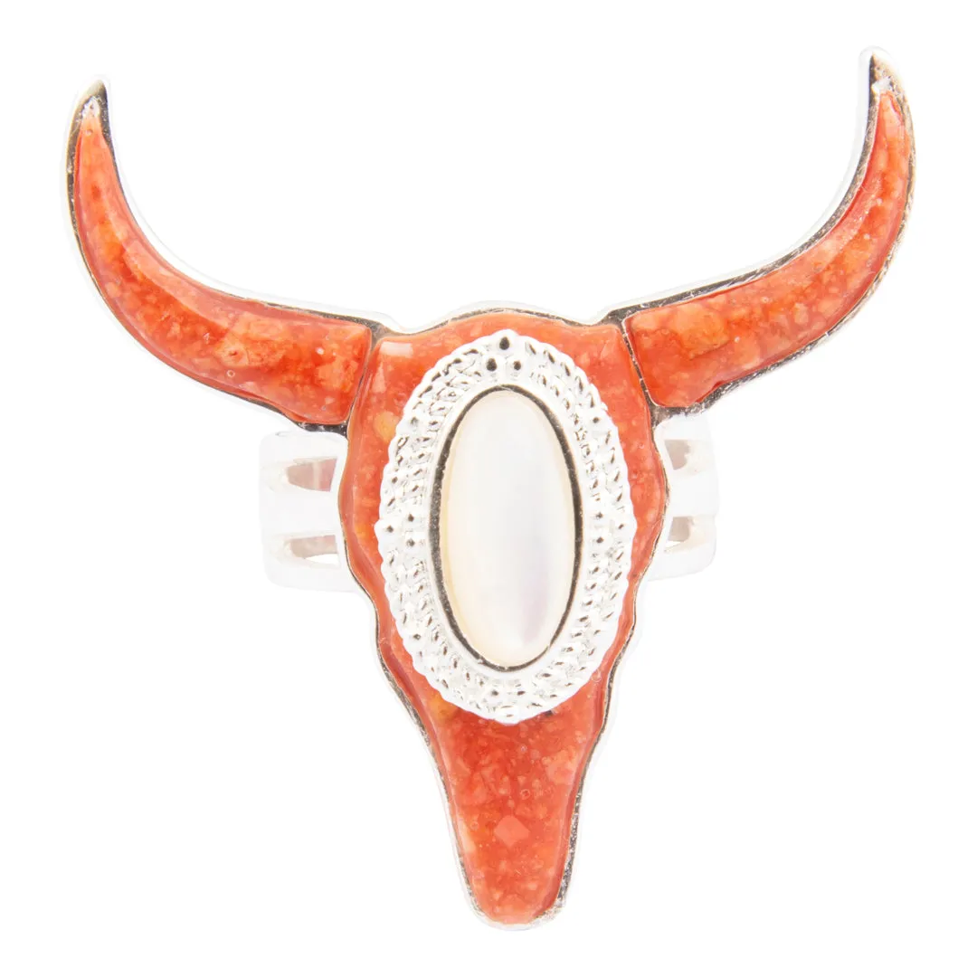 Longhorn Orange Sponge Coral Silver Ring sold by Barse product image thumbnail 4