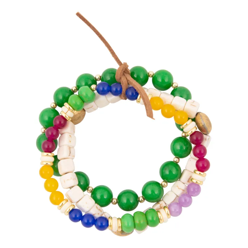 Bright Multistone Triple Stretch Bracelet Set made by Barse