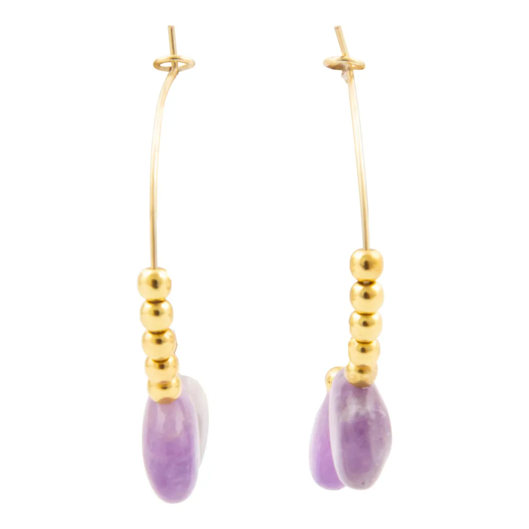 Purple Amethyst Golden Hoop Earrings sold by Barse product image thumbnail 4