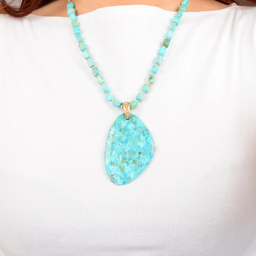 Refined Blue Turquoise Golden Drop Pendant Necklace sold by Barse product image thumbnail 2