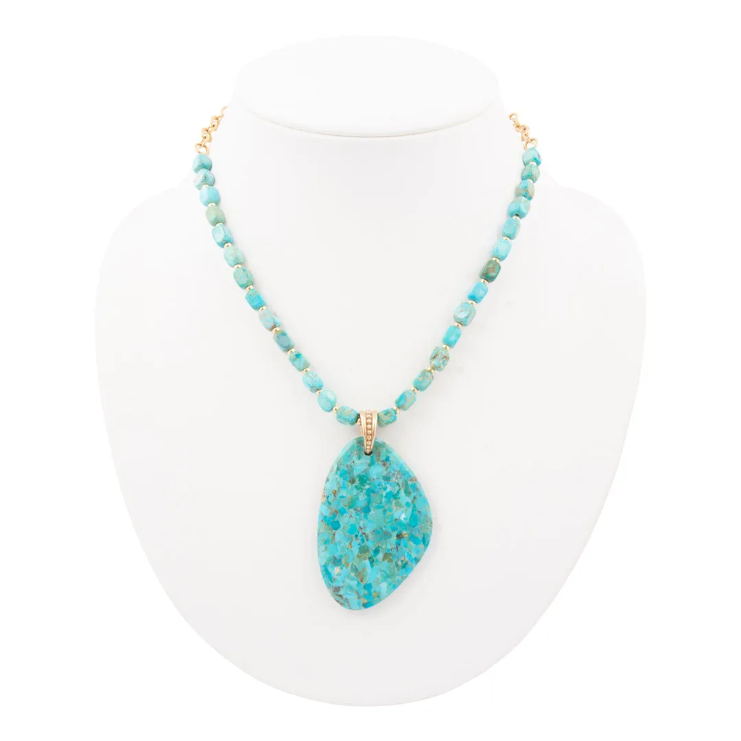 Refined Blue Turquoise Golden Drop Pendant Necklace sold by Barse product image thumbnail 5