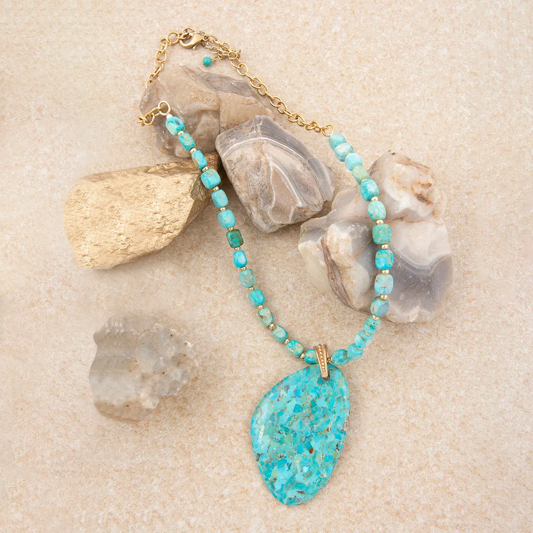 Refined Blue Turquoise Golden Drop Pendant Necklace sold by Barse product image thumbnail 3