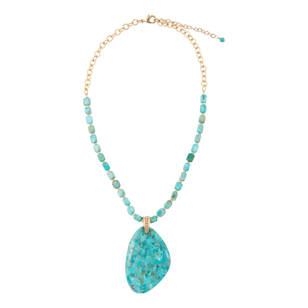 Refined Blue Turquoise Golden Drop Pendant Necklace sold by Barse product image thumbnail 4
