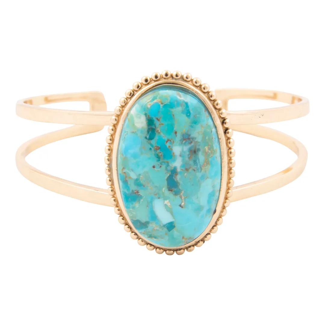Refined Blue Turquoise Golden Cuff Bracelet sold by Barse product image thumbnail 4