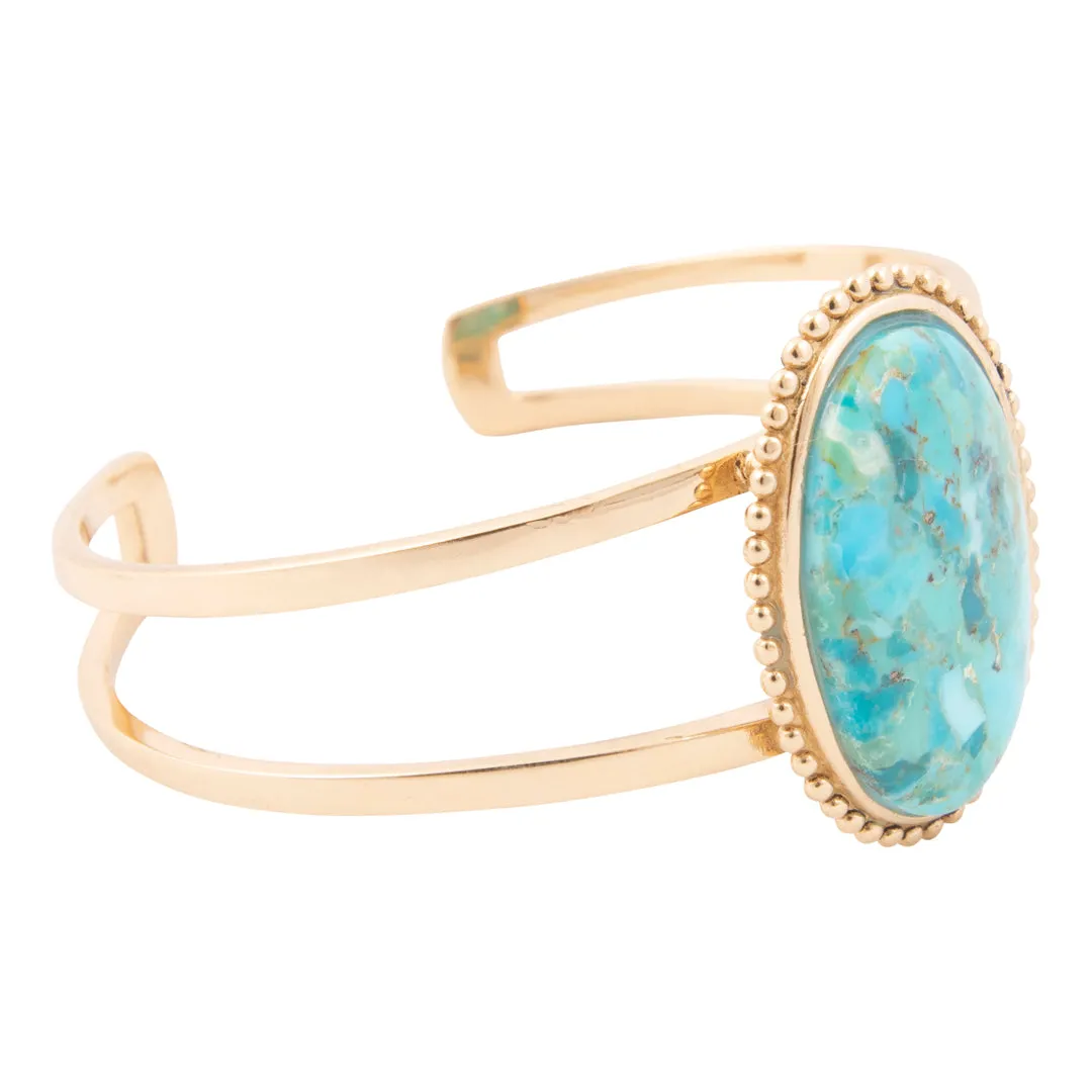 Refined Blue Turquoise Golden Cuff Bracelet sold by Barse