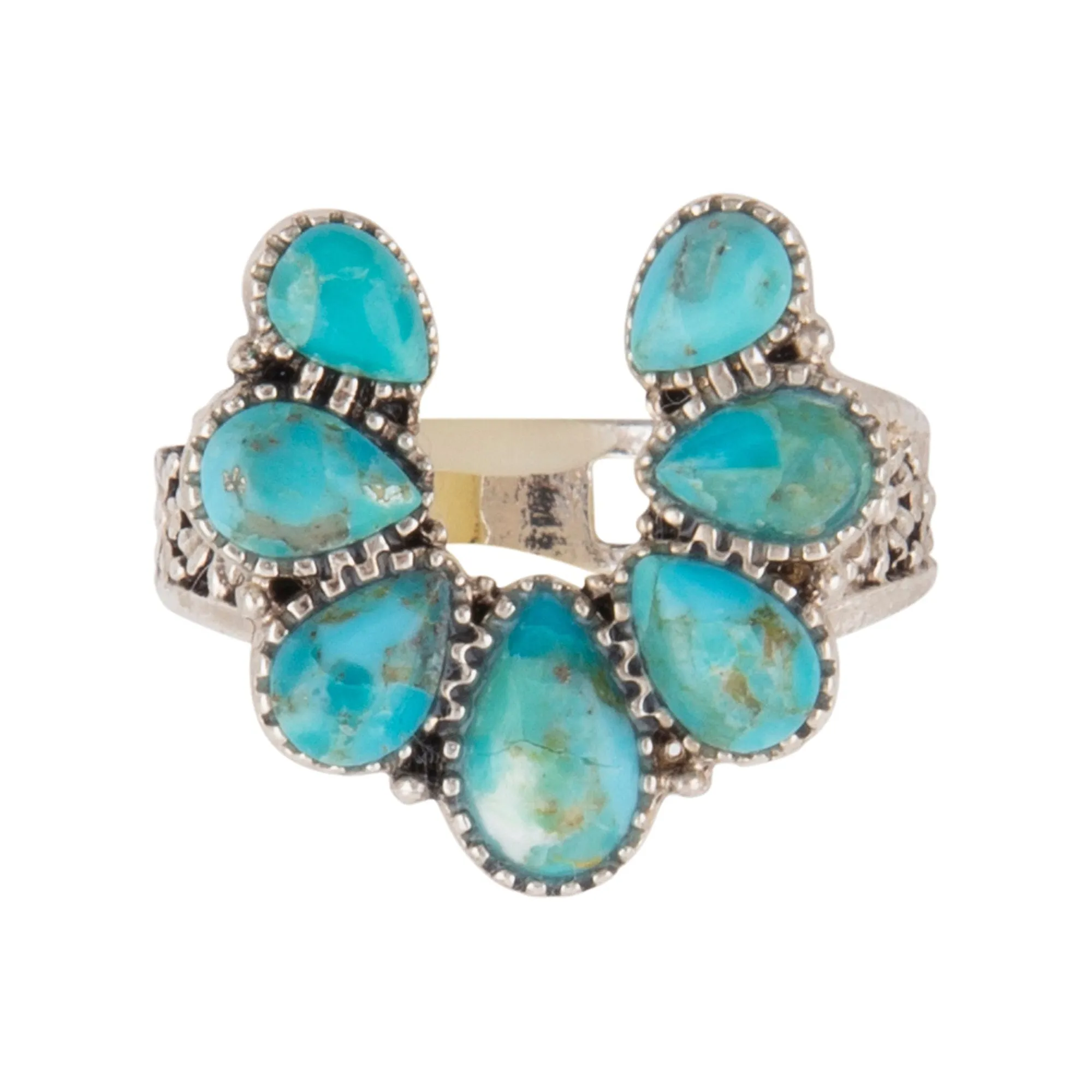 Floral Blue Turquoise and Silver Ring sold by Barse product image thumbnail 4