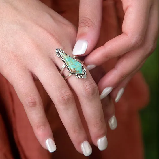 Anemone Blue Turquoise and Silver Statement Ring sold by Barse product image thumbnail 2