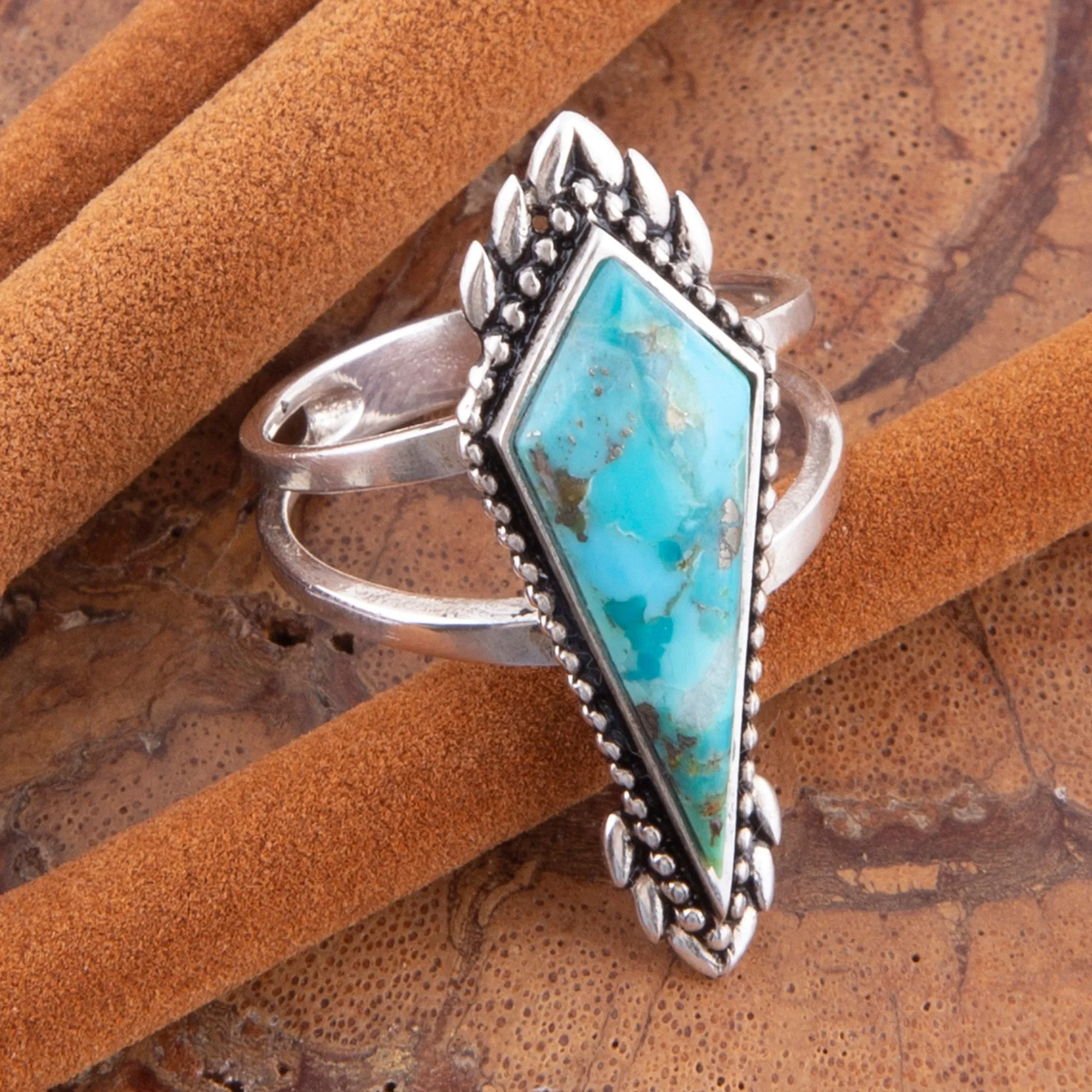 Anemone Blue Turquoise and Silver Statement Ring sold by Barse product image thumbnail 3