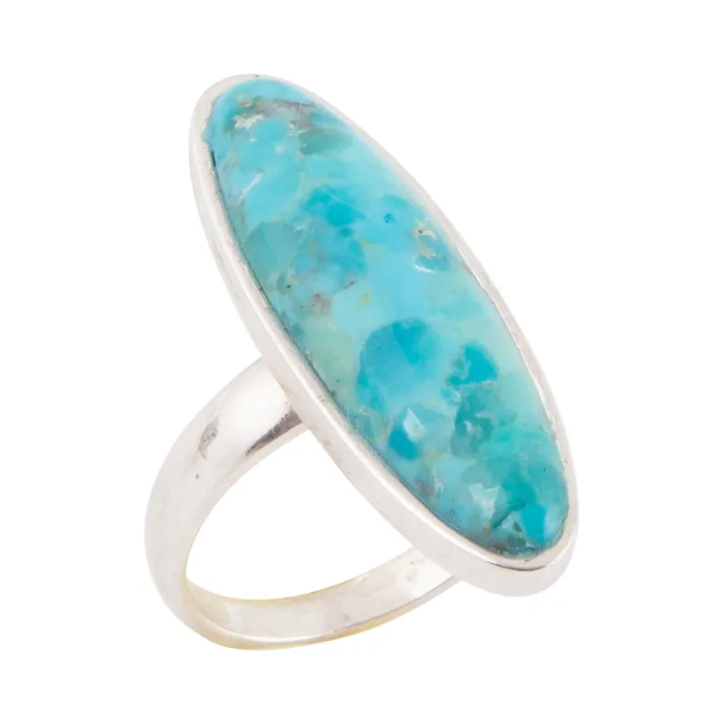 Pueblo Blue Turquoise and Silver Oval Ring made by Barse