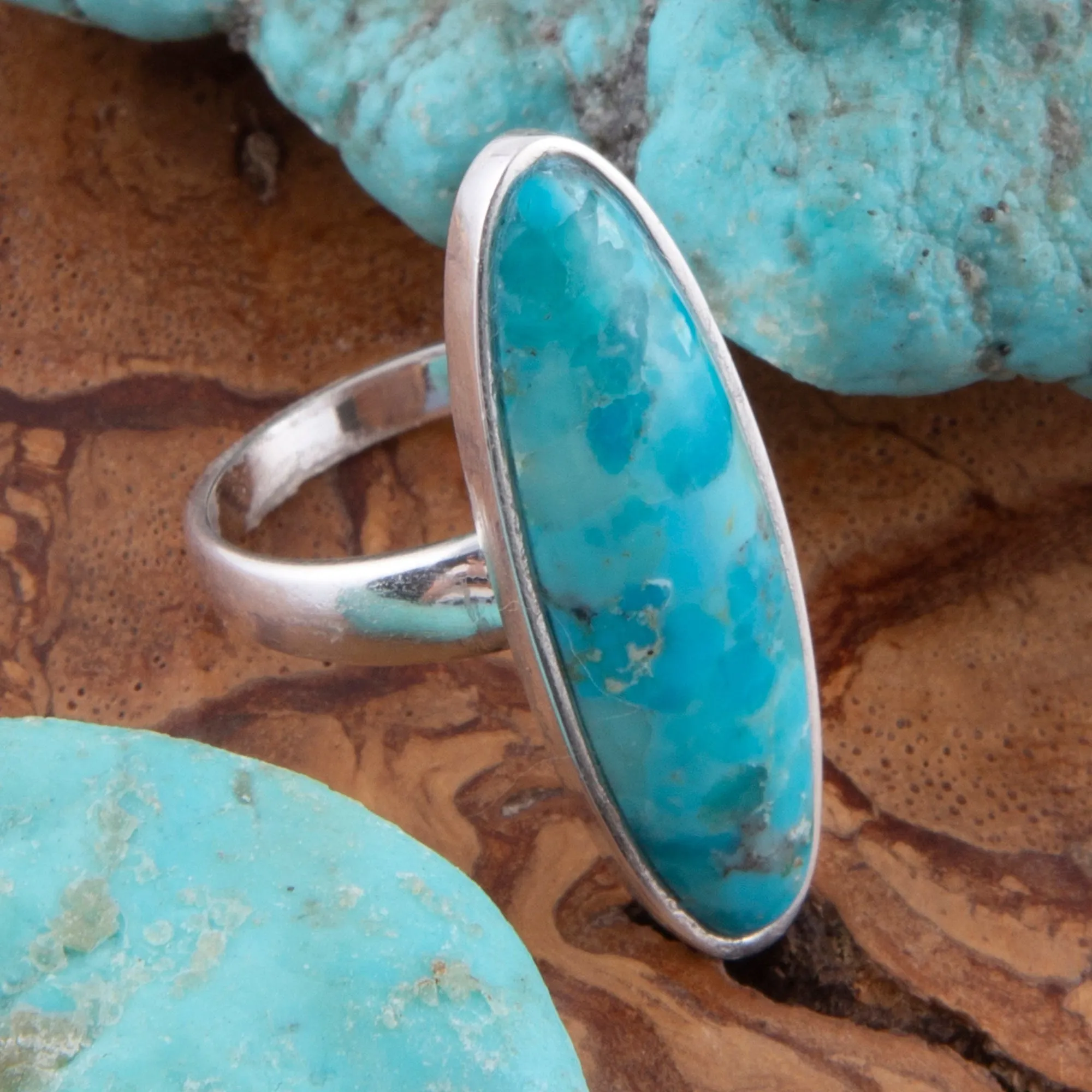 Pueblo Blue Turquoise and Silver Oval Ring sold by Barse product image thumbnail 2