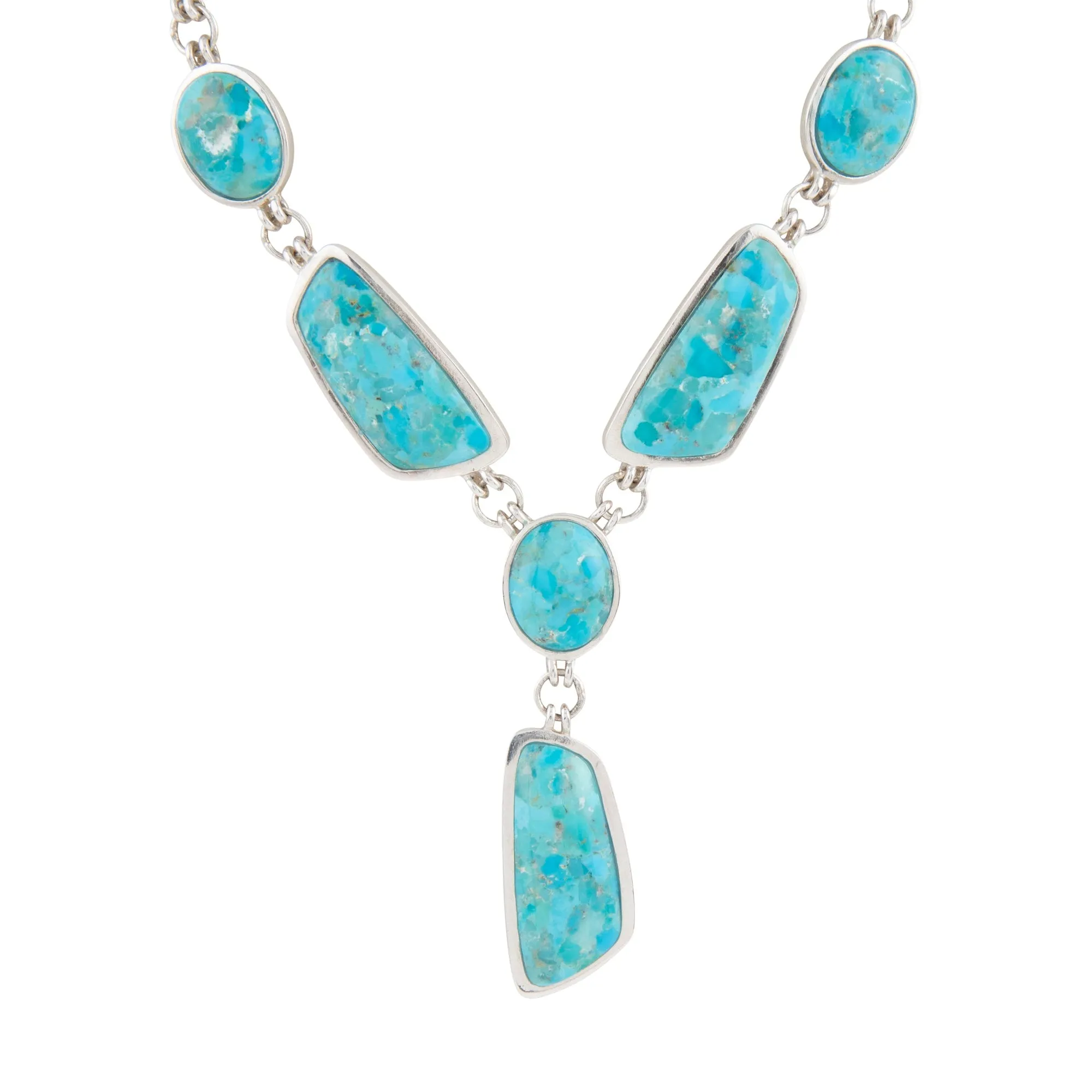 Genuine Blue Turquoise Silver Abstract Statement Necklace sold by Barse