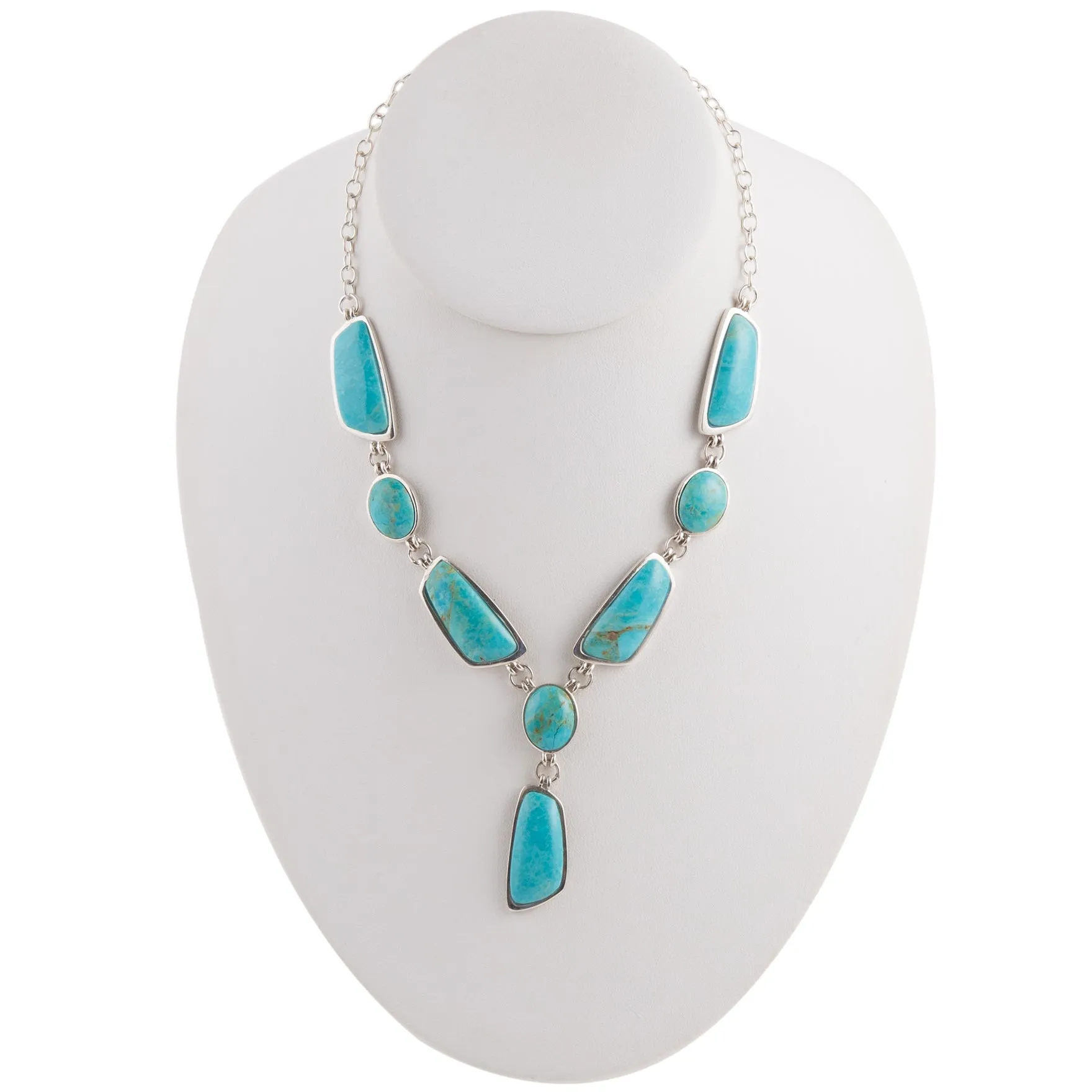 Genuine Blue Turquoise Silver Abstract Statement Necklace sold by Barse product image thumbnail 5
