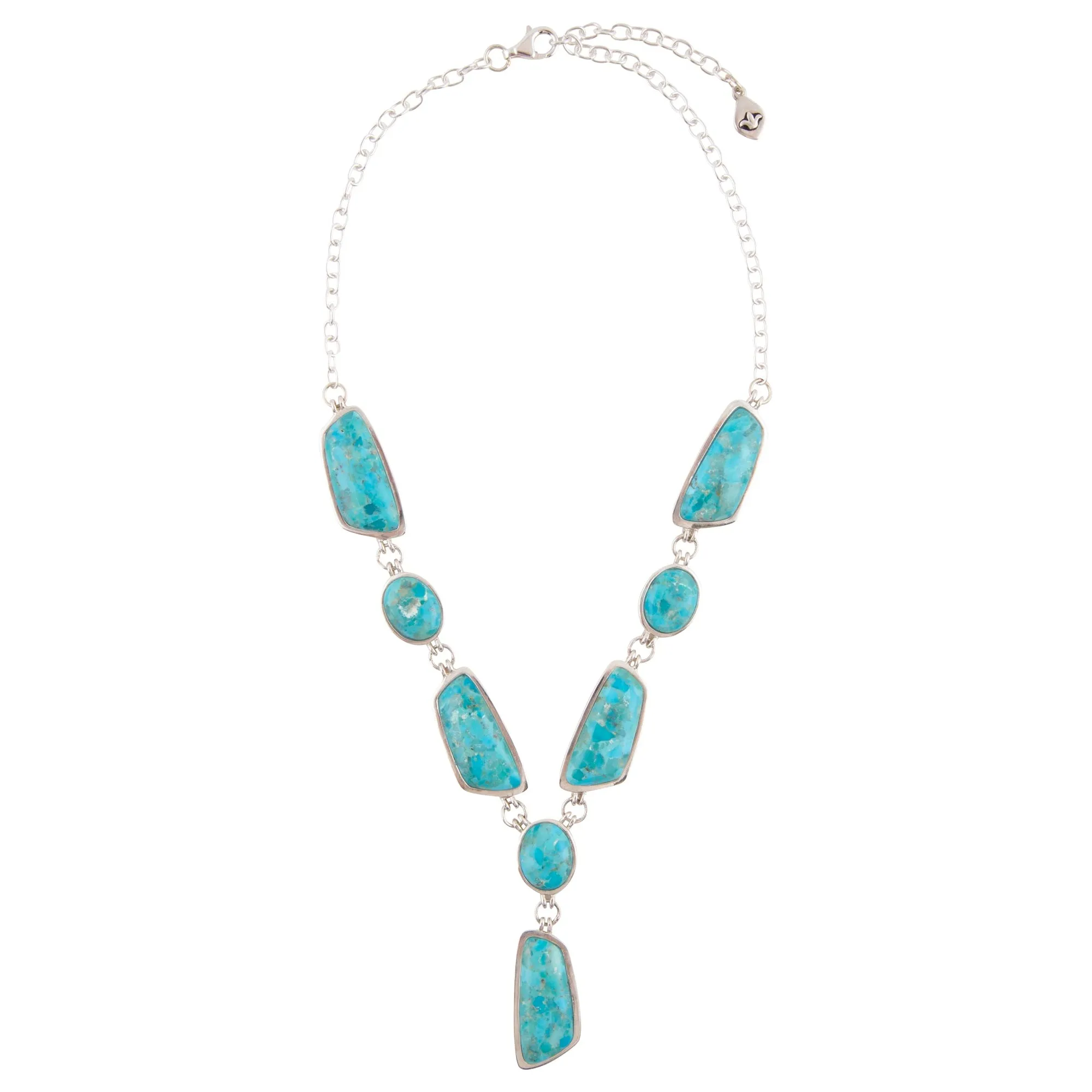 Genuine Blue Turquoise Silver Abstract Statement Necklace sold by Barse product image thumbnail 4