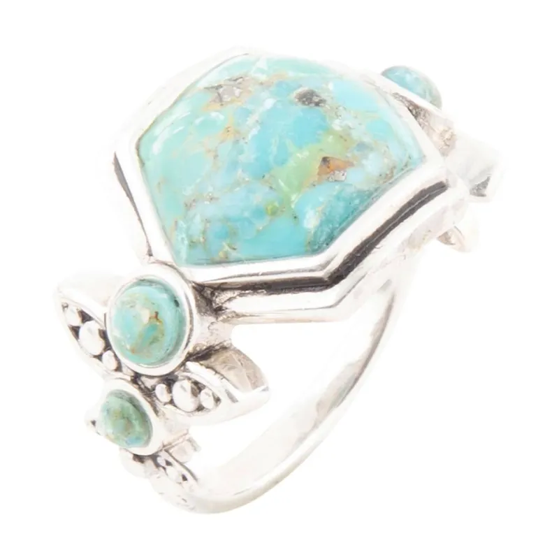 Emile Blue Turquoise and Silver Ring made by Barse