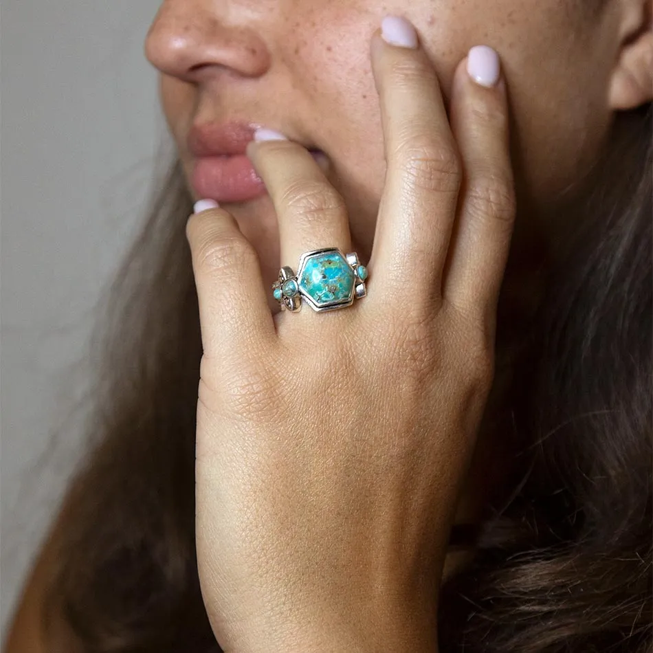 Emile Blue Turquoise and Silver Ring sold by Barse product image thumbnail 2