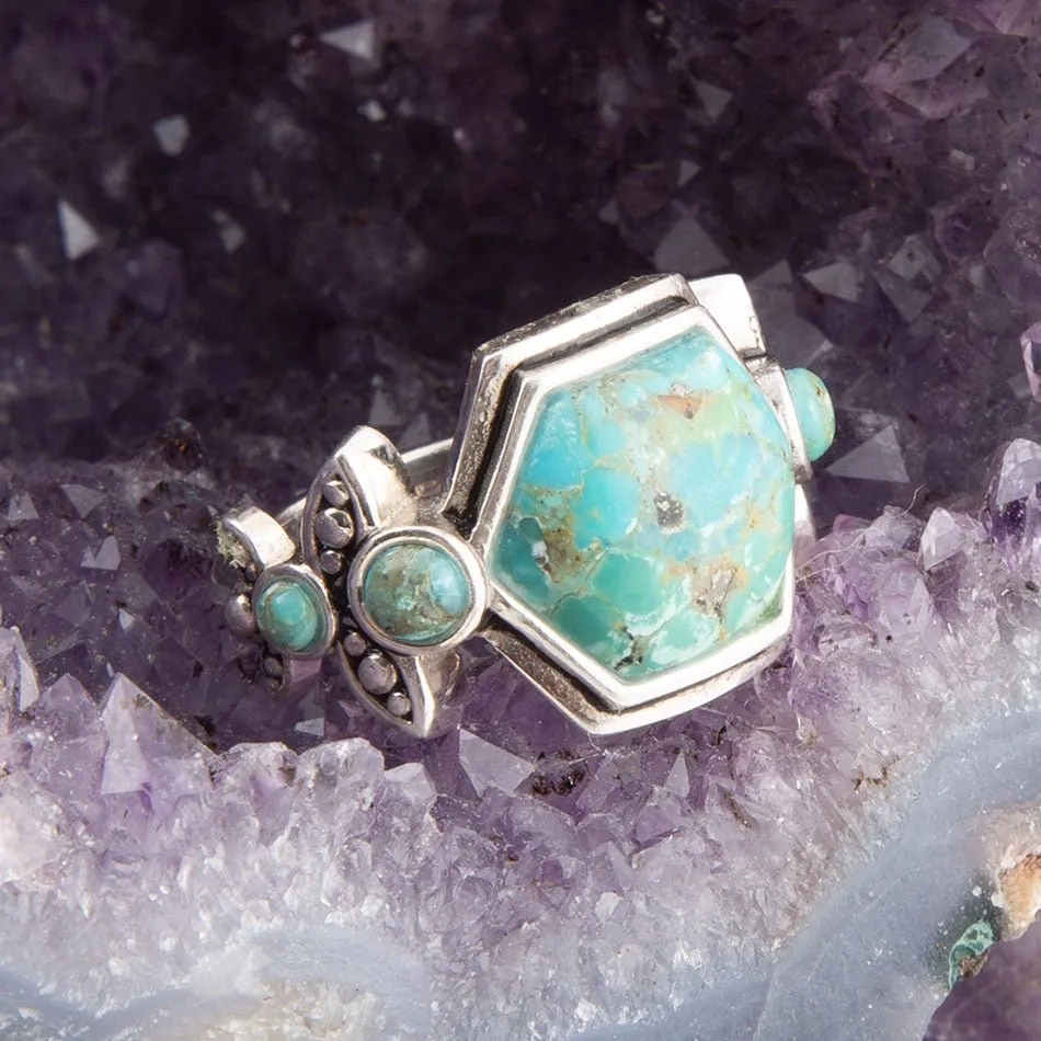 Emile Blue Turquoise and Silver Ring sold by Barse product image thumbnail 5
