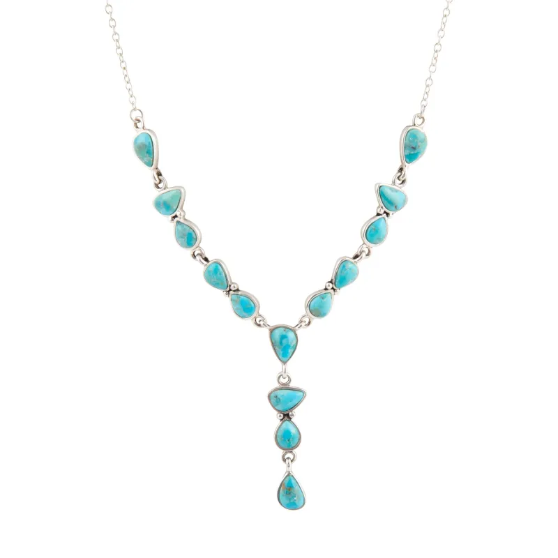 Durango Blue Turquoise and Silver Y-Necklace made by Barse