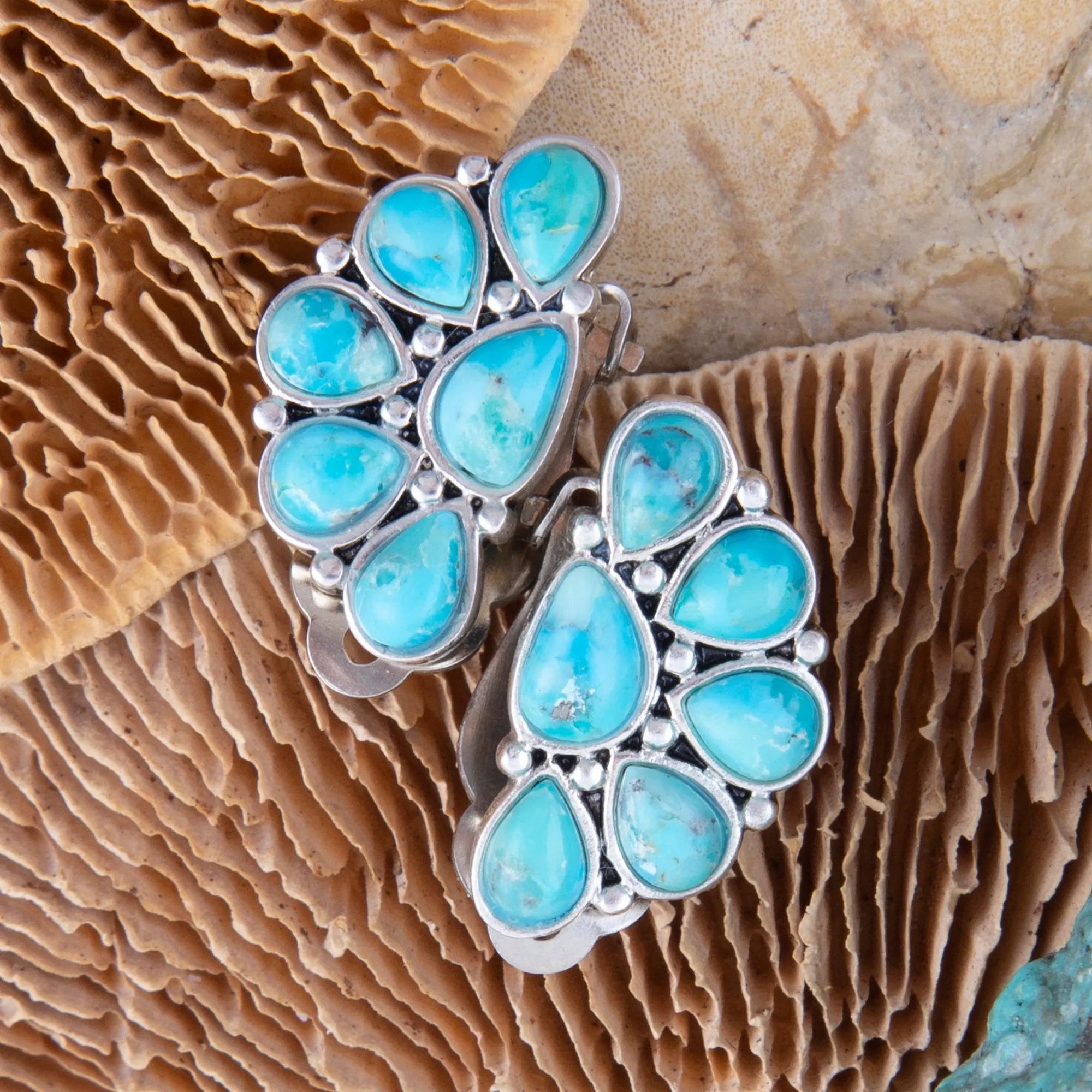 Durango Blue Turquoise Silver Clip Earrings sold by Barse product image thumbnail 2