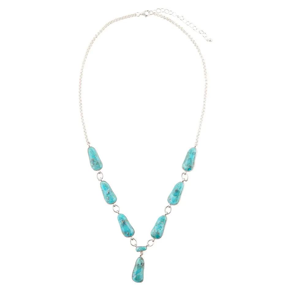 Biwa Blue Turquoise and Silver Link Necklace sold by Barse product image thumbnail 3